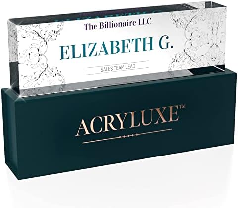 Desk Name Plate Personalized, Custom Name Plates 2½/x8 Inches, Thick Crystal-Clear Acrylic, Gift Box, Office Desk Decor. USA Made by ACRYLUXE (Belvedere) - Image 6