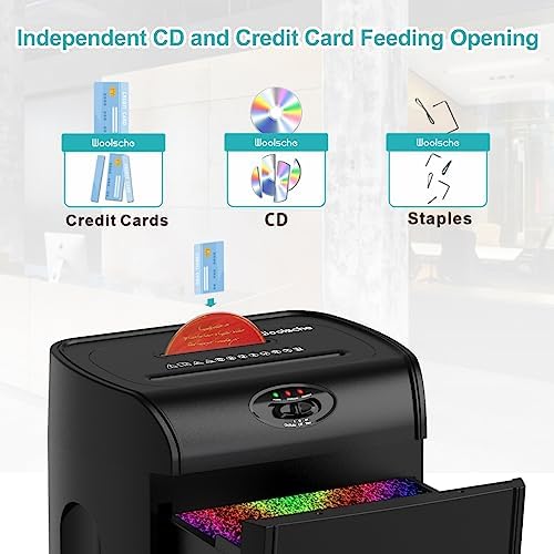 Woolsche Paper Shredder, 16-Sheet Cross Cut with 4.76-Gallon Pull Out Basket, P-4 Security Level, 3-Mode Design Shred Paper and CD/Credit Card, Durable&Fast with Jam Proof System Shredder for Office - Image 3