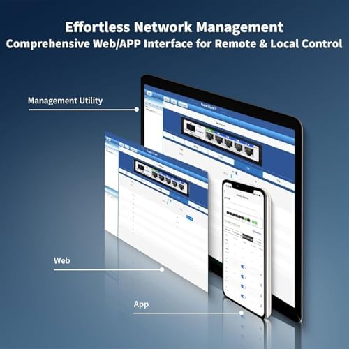 Goalake 6-Port Gigabit PoE+ Switch, 4 PoE Ports 52W, 1 Uplink + 1 SFP Slot, Easy Smart Managed via Web/App, Fanless Metal, Plug & Play, VLAN, QOS, Overload Protection, for Home Office - Image 3