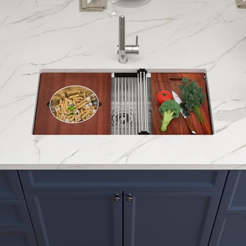 36x19 Undemrount Workstation Kitchen Sink with Mixng Bowl - Image 2
