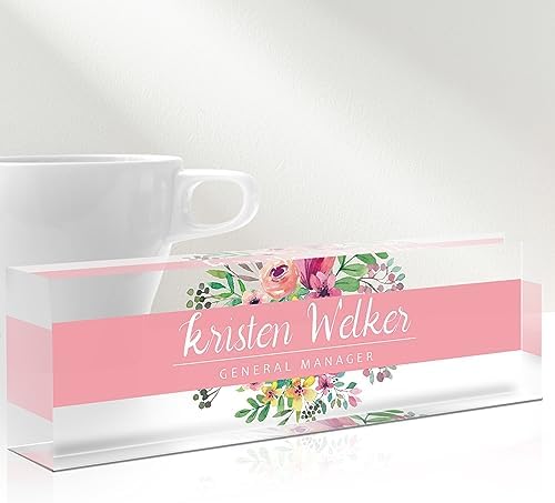 Desk Name Plate Personalized, Custom Name Plates for Desks, Personalized Acrylic Name Plate for Desk, Teacher, Employee Appreciation Gifts, Office Gifts for Coworkers, Boss Lady Gifts by Gowelly