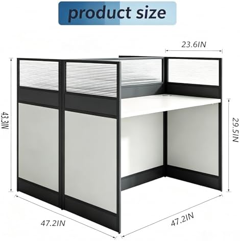 Modular Office Cubicle Workstation Desk with Privacy Panels and Cable Management, 4-Person Long Computer Desk for Commercial Workspace, Sound Dampening Partition Wall (Walnut-B, 47.2IN) - Image 2