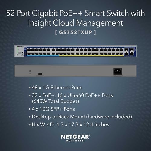 NETGEAR 52-Port PoE Gigabit Ethernet Smart Managed Switch (GS752TXUP) - Image 2