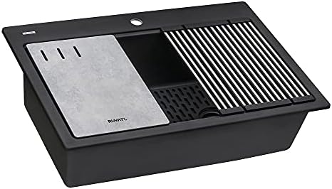 Ruvati 33-in Matte Black Granite Workstation Drop-in Sink - RVG1302BK by Unknown