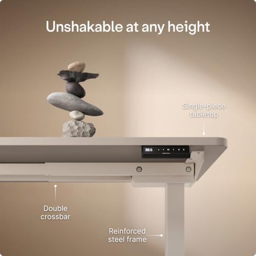 Desktronic HomePro Standing Desk 48x24 — Made in Europe, Ergonomic Sit Stand Home Office Desk, Electric Height Adjustable, Dual Motor, USB & USB-C Charging, Wobble-Free, Touchscreen, 3 Memory Presets - Image 3