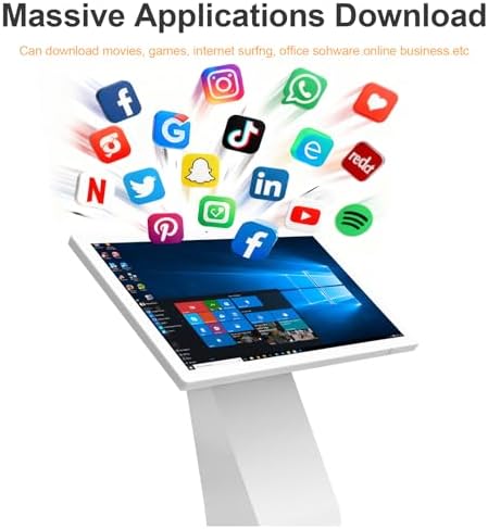27 Inch Touch Screen Kiosk, 10pt PCAP Capactive Touch Screen Digital Signage, Windows OS K-Style Indoor Digital Signage, Interactive LCD Display Signage, U-Disk Publish Content, Split Screen - Image 5