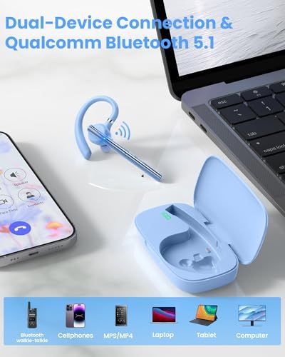Bluetooth Headset,72H Work Single-Ear Wireless Earpiece for Cell Phone Call - Image 7