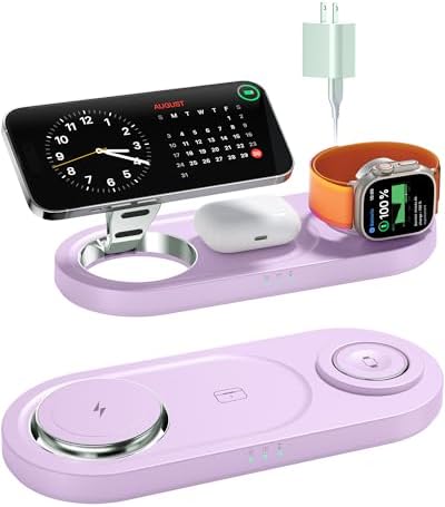 Foldable 3 in 1 Wireless Charging Station for Apple Mag-Safe Charger Stand by moencase