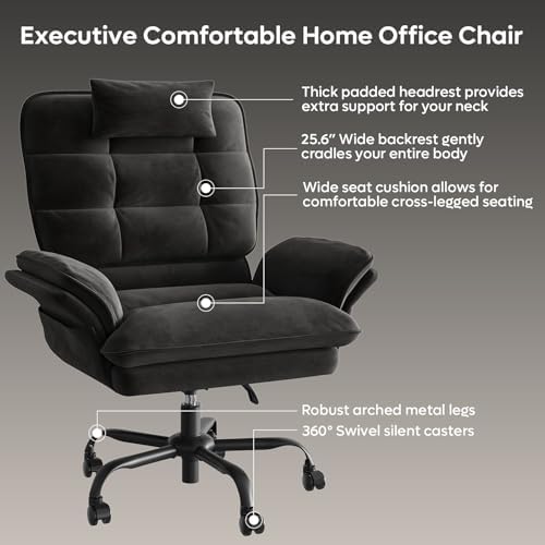 Bestier Criss Cross Chair with Flip-Up Armrests and Headrest, Black Velvet - Image 4