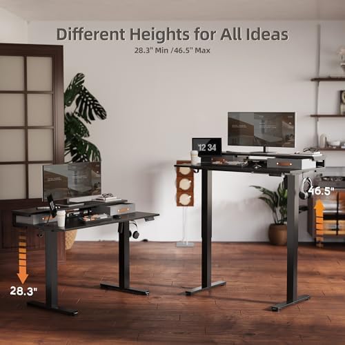 Seang Electric Standing Desk with 2 Drawers, 55 Inch, Natural - Image 4