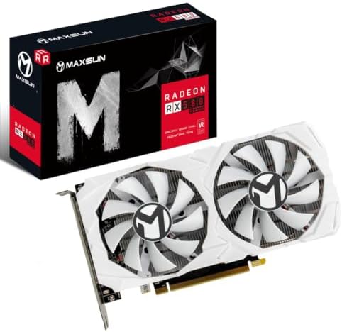 maxsun AMD Radeon RX 580 8GB 2048SP GDDR5 Computer Video Graphics Card GPU for PC Gaming 256-Bit DirectX 12 DVI, HDMI, DisplayPort Multi Monitors Extend (White) by MAXSUN