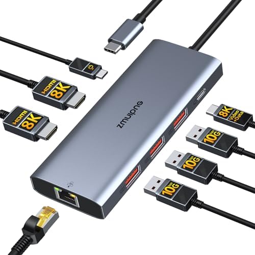 Laptop USB C Docking Station Dual HDMI Monitors 8K USB C Video USB-C Hub by ZMUIPNG