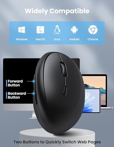TECKNET Ergonomic Mouse, Bluetooth 5.0/3.0 & USB A, Wireless Vertical Mouse - Image 6