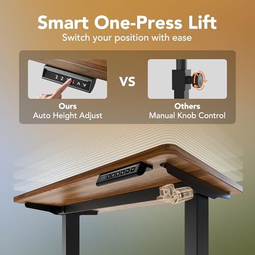 HUANUO 55x28 Inch Electric Standing Desk, Height Adjustable, Black Walnut - Image 6