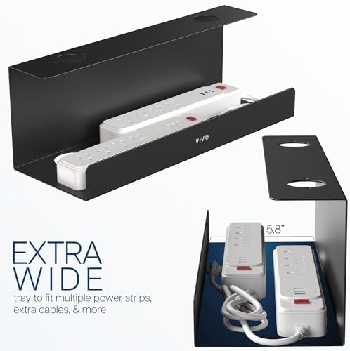 VIVO 2 Pack Black 17 inch Extra Deep Cable Management Tray, DESK-AC16-2C - Image 5