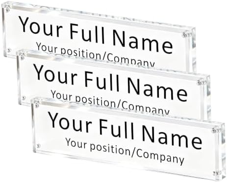 IEEK Acrylic Desk Name Plate, Clear Acrylic Block Nameplate Double Sided Holder, DIY Personalized Name, 2.5x10 Inch (Pack of 3) by IEEK