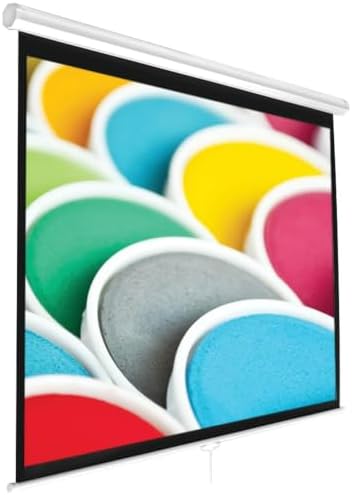 Pyle Manual Pull Down Projector Screen - Universal 100-inch Roll-Down Retractable Manual Screen w/ Auto-Locking, Adjustable Screen Height, Black Masking Border -Home PRJSM1006 by PyleUSA
