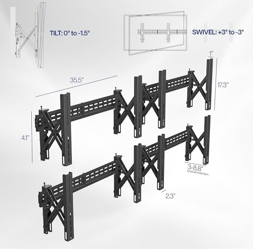 VIVO Black Pop-Out 2x2 Video Wall Mount for 37-90 in TVs, MOUNT-VW90-4 - Image 3