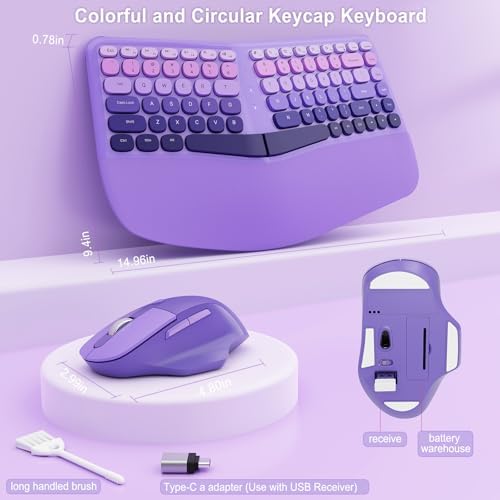 Ergonomic Wireless Keyboard Mouse, Mechanical Gaming Set with Wrist Rest - Image 5