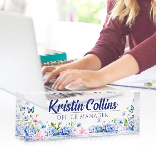 Custom Name Plate for Desk, Personalized Desk Name Plate on Clear Acrylic Glass, Appreciation Gifts for Teacher Employee Boss Coworkers Nurse, Office Desk Accessories for Women Men (Turquoise) - Image 3