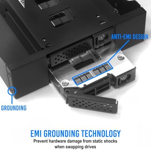 Kingwin 5.25" Bay Backplane Mobile Rack Enclosure for 2 x 2.5 U.2/U.3 NVMe SSDs, OCulink Connectivity, Hot-Swap Tray, Tool-Free Installation, Durable Metal Build, High-Speed Storage Solution - Image 3