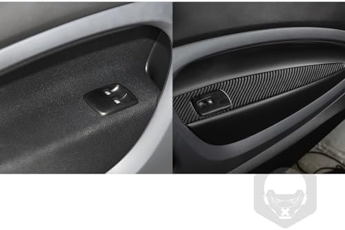 Car Window Lift Switch Control Button Armrest Panel Decoration Cover Sticker Real 3K Black Carbon Fiber Trim Compatible with Benz Smart 2016 2017 2018 2019 2020 2021 Auto Interior Accessories - Image 4