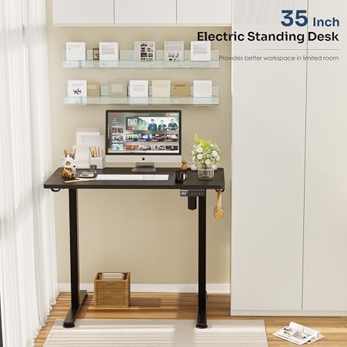 Monomi 35"x20" Small Electric Standing Desk,Whole Piece Desktop,Black - Image 4