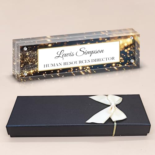 Desk Name Plate Personalized, Desk Double sided pattern Name Plate Personalized Office Desk Decor for Women and Men, Teacher Nurse Boss Employee Appreciation Gifts (starry sky, gift box) by Unknown