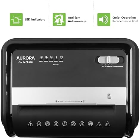 Aurora AU1275MB High-Security 12-Sheet Micro-Cut Paper and CD/Credit Card Shredder/ 5.7-Gallon Pullout Basket/60 Minutes Run Time - Image 5