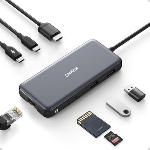 Anker 555 USB-C Hub (8-in-1), with 85W Power Delivery, 4K 60Hz HDMI Port, 10Gbps USB C and 2 A Data Ports, Ethernet microSD SD Card Reader, for MacBook Pro More (Pack of 2) by Anker