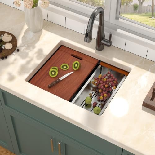 Mocoloo 23x19 Inch Black Kitchen Sink Undermount Stainless Steel Single Bowl Kitchen Sinks Workstation All In One 23 In Bar Prep Small Handmade Sink - Image 5