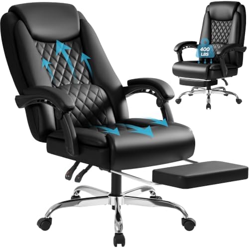 Homall Executive Home Office Chair with Lumbar Support,400lbs Adjustable Ergonomic High Back Office Chair Reclining Managerial Chair for Home Office (Black) by Homall