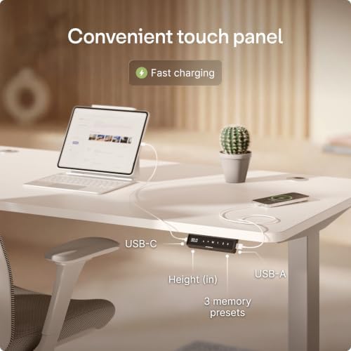 Desktronic HomePro Standing Desk 80x30 — Made in Europe, Ergonomic Sit Stand Home Office Desk, Electric Height Adjustable, Dual Motor, USB & USB-C Charging, Wobble-Free, Touchscreen, 3 Memory Presets - Image 5