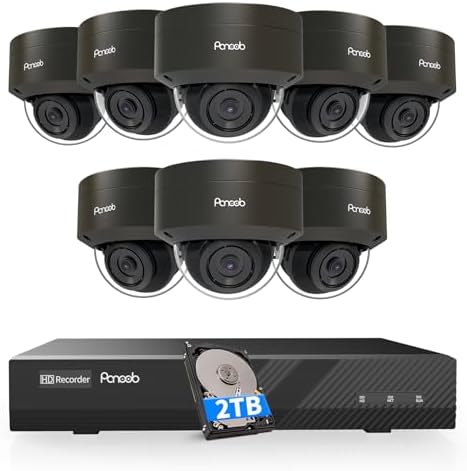 5MP Security Camera System PoE, 4K 8CH NVR 2TB HDD, PD54B0808-5M by PANOOB