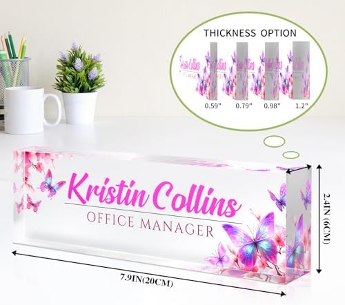 Custom Name Plate for Desk, Personalized Desk Name Plate on Clear Acrylic Glass, Appreciation Gifts for Teacher Employee Boss Coworkers Nurse, Office Desk Accessories for Women Men (Bubblegum) - Image 6