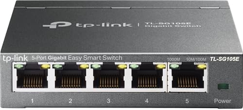 TP-Link 5-Port Gigabit Ethernet Easy Smart Switch| Plug and Play | Desktop | Sturdy Metal w/Shielded Ports | Limited Lifetime Replacement (TL-SG105E), Black… by TP-Link