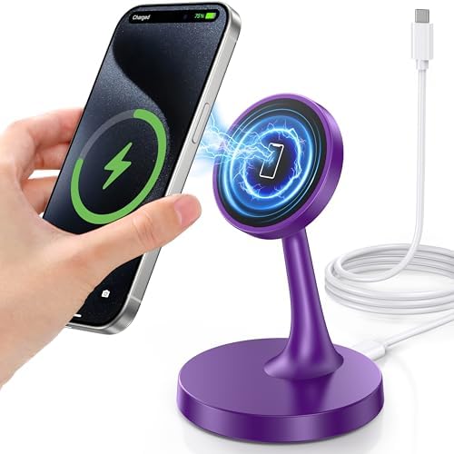 Magnetic Wireless Charger iPhone Stand, 15W Fast Mag-Safe Charger iPhone 18/18 Pro/18 Air/18 Pro Max 17/16/15/14/13/12 Series Magnet Wireless Charging Station/Pad/AirPods for Home, Office, Travel by TXXTOLMagnaticCharger