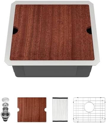 Sarlai 17 Inch Kitchen Sink Undermount 17"x15" Bar Pre Workstation Sinks by Sarlai