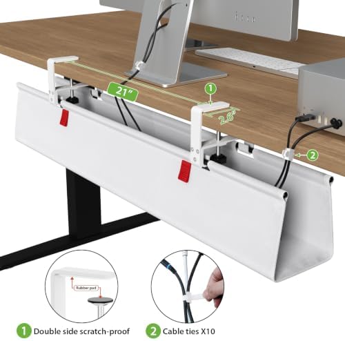 KEEGH Large No Drill Under Desk Cable Management Tray 36 in, White - Image 4
