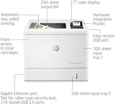 HP Color LaserJet Enterprise M554dn Printer, Automatic Duplex Printing, Gigabit Ethernet Connectivity, Enterprise Security Features, Fast 35 PPM Business Office Printer 7ZU81A (Renewed) - Image 3