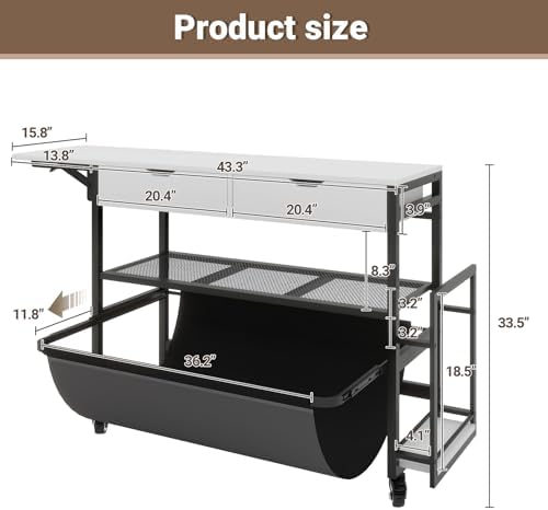 Natwind Wide Format Printer Stand,Plotter Table with Laptop Station,White - Image 3