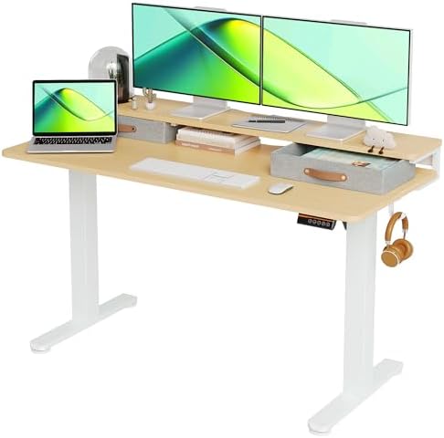 Seang Electric Standing Desk with 2 Drawers, 55 Inch, Natural by Seang