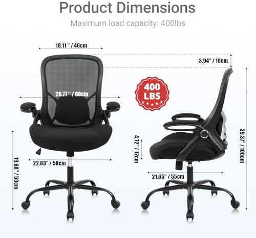 HYLONE 400lb Office Chair Big and Tall,Desk Chair with Lumbar Support,Black - Image 3