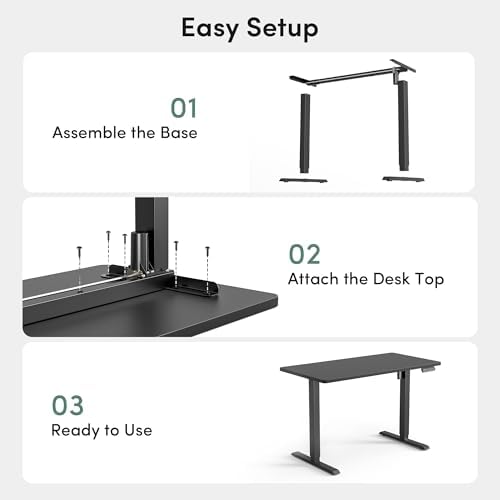 CubiCubi 55 x 28 Large One-Piece Electric Adjustable Standing Desk, Black - Image 7
