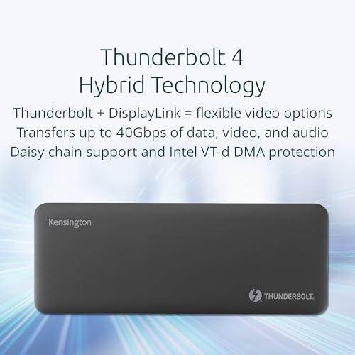 Kensington SD5910T DisplayLink Docking Station Thunderbolt 4, Quad 4K for MacBook Pro/Air M1/M2/M3/M4 with Pro and Max Chipsets, 100W PD, HDMI/DP/TB4, SD/Micro SD Card Slots (K35233NA), Black - Image 4