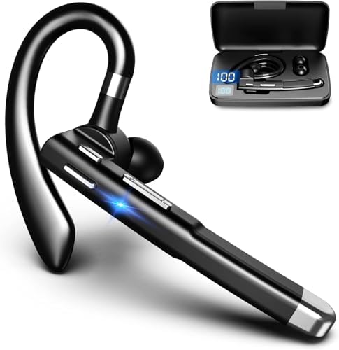 Hsility Bluetooth Headset for Work V6.1 Business Earbud with 500 mAh Charging Case，100Hrs Talk Time Dual Noise Cancel Wireless Earpiece,CVC8.0 Noise Cancelling Wireless Earbud for Trucker/Home/Office by Hsility