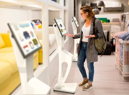 Sleek Floor Stand Kiosk for Monitors – CTA Sleek Floor Kiosk Stand with Printer Slot for Monitors 15" to 32" up to 60lbs - for Check-in Stations & POS Stations & More - White (ADD-LDSLEEKW) - Image 7
