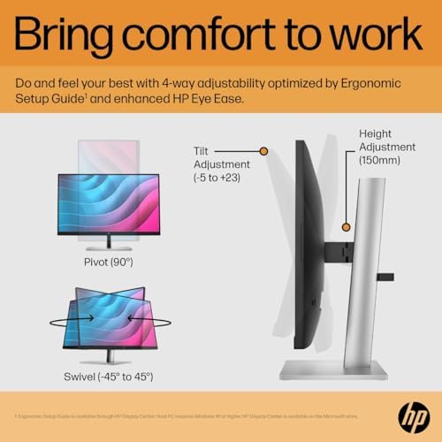 HP E24 G5 24" Class Full HD LCD Monitor - 16:9 - Black - 23.8" Viewable - in-Plane Switching (IPS) Technology - Edge LED Backlight - 1920 x 1080-250 Nit - 5 ms - HDMI - DisplayPort - USB Hub - Image 5