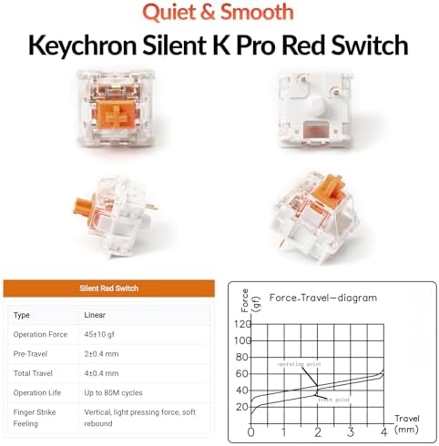 Keychron K10 Full Size 104 Keys Bluetooth Wireless Mechanical Gaming Keyboard for Mac Windows with Keychron Silent K Pro Red Switch, Multitasking/White LED Backlight/USB C Wired Computer Keyboard - Image 5