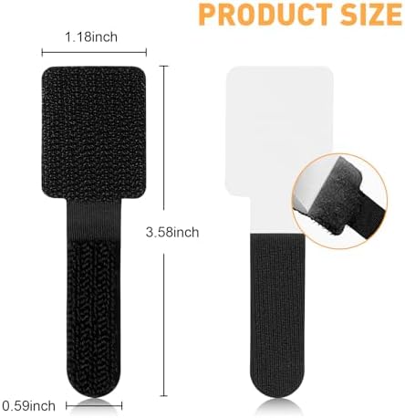 200pcs Hook and Loop Cable Straps,Under Desk Cable Management,Adjustable Cord Organizer for Desk Home Office Organization (Black) - Image 2